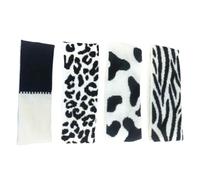 POPETPOP 4 Stück Gestricktes Haarband Kuhmuster Elastisches Stirnband zum Gesichtwaschen und Sport Schwarz Weißes Make Up Haarband für Damen und Mädchen