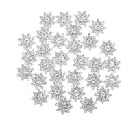 POPETPOP 50 Stück Schneeflocken Strassknöpfe 15mm Silber aus Metall mit Langanhaltendem Glanz und Filigranem Design für Kleidung und Festliche Bastelprojekte