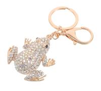 POPETPOP Frosch Schlüsselanhänger aus Metall mit Strass Weißer Tieranhänger Robust und Farbbeständig als Schmuck für Damen und Herren Taschen und Rucksäcke