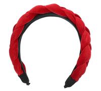 POPETPOP Geflochtener Haarreif aus Rotem Samt mit Breitem Gepolstertem Stirnband für Mädchen und Damen Modisches Leichtes Design für Kurze und Lockige Haare