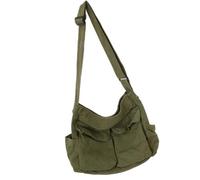 POPETPOP Große Grüne Umhängetasche für Reißverschluss Canvas Damen mit Leicht Geräumig Schultertasche und für Club und Geburtstagsparty