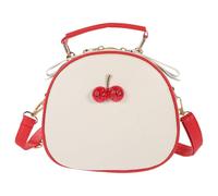 POPETPOP Handtasche aus Pu leder mit Dickem Riemen Modische Umhängetasche für Teenager Sommerliche Kirsch tasche in Rot für Alltag und Freizeit