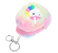 POPETPOP Kleine Einhorn Münzgeldbörse für Damen aus Plüsch mit Reißverschluss und Schlüsselanhänger Einfache Handhabung und Süßes Cartoon Design für Unterwegs