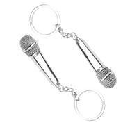 POPETPOP Mikrofon Schlüsselanhänger Stilvoll und Tragbar 2 Stück aus Metall Hängende Dekoration für Taschen und Schlüsselorganisation
