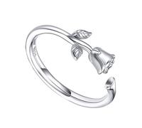 POPETPOP S925 Silber Verstellbarer Rosering Damen Fingerring Offener Fingerschmuck Elegant Chic für Alltag und Geschenk