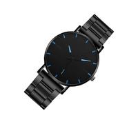 POPETPOP Schlichte Herrenuhr aus Edelstahl mit Komfortablem Tragegefühl Klassisches Design und Schwarzes Zifferblatt für Elegante Herrenmode und Alltag