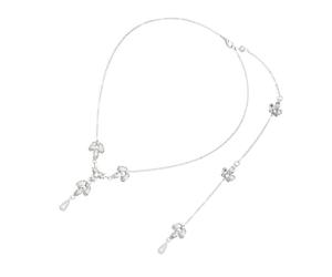 POPETPOP Schlichte Kristall Halskette Silber mit Anhänger Damen Rückenkette Brautschmuck Hochzeit Party