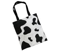 POPETPOP Stylische Canvas Tragetasche mit Milchkuh Motiv Große Einkaufstasche aus Leichtem Canvas Modische Tote Tasche für Mädchen und Frauen Vielseitige Shopping Tasche mit Reißverschluss