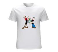 Popeye The Sailor Man Popeye E Olivia Palito Men Cotton T Shirt White XL