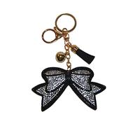 Popfizzy Bling Accessoires für Frauen - Niedliche Strass-Schlüsselanhänger, Autoschlüsselanhänger, Geldbörsenanhänger für Handtaschen, Cheer Bow Silber & Schwarz (Gold), Einheitsgröße