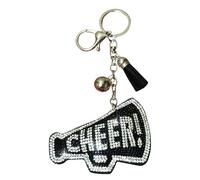 Popfizzy Bling Cheer Schlüsselanhänger Zubehör für Frauen und Mädchen, Strass Cheer Bag Charms, Coole Cheer Geschenke für Cheerleader, Cheer Silber/Schwarz (Silber), Einheitsgröße