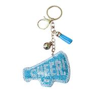 Popfizzy Bling Cheer Schlüsselanhänger Zubehör für Frauen und Mädchen, Strass Cheer Bag Charms, niedliche Cheer Geschenke für Cheerleader, Cheer Silver/Aqua (Silber), Einheitsgröße