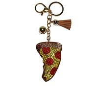 Popfizzy Bling Pizza Schlüsselanhänger für Mädchen und Frauen, Strass Tasche Charm, Pizza Geschenke, Pizza Slice Geldbörse Charm, Pizza (Gold), Einheitsgröße