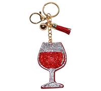 Popfizzy Bling Schlüsselanhänger Zubehör für Frauen, Strass & niedliche Geldbörsenanhänger für Handtaschen, Rotwein (Gold), Large