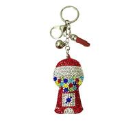 Popfizzy Bling Schlüsselanhänger Zubehör für Frauen, Strass-Schlüsselanhänger, Autoschlüssel, niedlicher Geldbörsen-Anhänger für Handtaschen, Rote Kaugummi-Maschine (Silber), Large