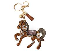 Popfizzy Kristall-Schlüsselanhänger für Frauen und Mädchen, Bedazzled Geldbörsenanhänger, Bling Rucksack Zubehör, Taschenanhänger, handgefertigtes Geschenk, Pferd (Gold), Einheitsgröße