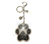 Popfizzy Kristall-Schlüsselanhänger für Frauen und Mädchen, Bedazzled Geldbörsenanhänger, Bling Rucksack Zubehör, Taschenanhänger, handgefertigtes Geschenk, Pfotenabdruck, Schwarz/Weiß (Silber),