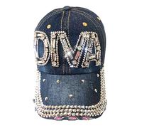 Popfizzy Strass-Diva-Hut für Frauen, Bedazzled Queen-Geschenke, glitzernde Hüte für Frauen, Trendige, Funkelnde Prinzessinnen-Accessoires, Diva Hat (Dark Denim), Einheitsgröße