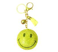 Popfizzy Strass-Schlüsselanhänger für Frauen und Mädchen, glitzernde Geldbörsen-Charms, Geburtstagsgeschenke für sie, Rucksack-Zubehör, Taschenanhänger, Gelbes Smiley-Gesicht (Gold), Einheitsgröße