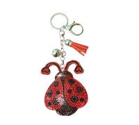 Popfizzy Strass-Schlüsselanhänger für Frauen und Mädchen, glitzernder Taschenanhänger, glitzernder Geldbörsenanhänger, Rucksackanhänger, Geschenke für Frauen, Marienkäfer (Silber), Large