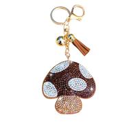 Popfizzy Strass-Schlüsselanhänger für Frauen und Mädchen, glitzernder Taschenanhänger, glitzernder Geldbörsenanhänger, Rucksackanhänger, Geschenke für Frauen, Brauner Pilz (Gold), Large