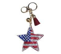 Popfizzy Strass-Schlüsselanhänger-Zubehör für Frauen, Autoschlüssel, niedlicher Schlüsselanhänger, glitzernde Geldbörsen-Anhänger für Handtaschen, Amerikanische Flagge Stern (Gold), Einheitsgröße