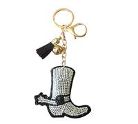 Popfizzy Strass-Schlüsselanhänger-Zubehör für Frauen, Autoschlüssel, niedlicher Schlüsselanhänger, glitzernde Geldbörsen-Anhänger für Handtaschen, Cowboystiefel Silber (Gold), Einheitsgröße
