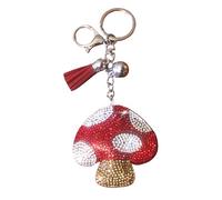 Popfizzy Strass-Schlüsselanhänger, Zubehör für Frauen, Autoschlüssel, Schlüsselanhänger, Geldbörsenanhänger, Taschen-Schlüsselanhänger, Roter Pilz (Silber), Large