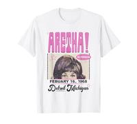 Popfunk Aretha Franklin DETROIT T-Shirt, Damen, Unisex-Erwachsene, Weiß, S, Kurzarm, Klassisch, Klassische Passform, 100% Polyester, American Music T-Shirt