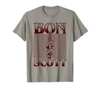Popfunk Bon Scott Dagger Logo T-Shirt Grau Unisex Erwachsener Klein Klassische Passform Halbarm Crew-Ausschnitt Officially Licensed Merchandise