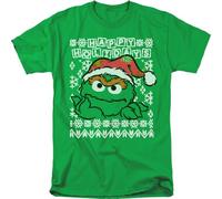 Popfunk Classic Ugly Christmas Collection Unisex T-Shirt für Erwachsene, Oscar the Grouch Ugly Christmas, L