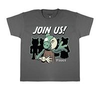 Popgear Piggy Zombie Join Us Boys T-Shirt Charcoal 7-8 Years | Ages 4-15, Gamer Gifts, Roblox, Boys Fashion Top, Childrens Clothes, Kids Birthday Gift Idea