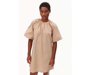 POPLIN BALLON-MINI-KLEID | 100% Bio-Baumwolle - braun (S)