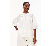 POPLIN BALLONÄRMEL-BLUSE | 100% Bio-Baumwolle - weiss (XL)