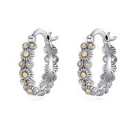 POPLYKE Gänseblümchen Ohrringe Sterling Silber Gänseblümchen Creolen Blume Schmuck Geschenk für Frauen