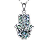 POPLYKE Hamsa Halskette Sterling Silber Böser Blick Lotus Anhänger Kette Glücksbringer Schmuck für Männer Frauen