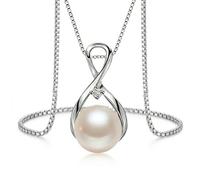 POPLYKE Infinity Perlen kette Damen 925 Sterling Silber Einzel perlen Schmuck