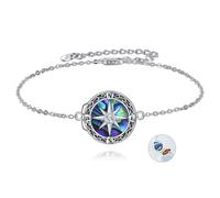POPLYKE Kompass/Schmetterling Medaillon Armbänder mit Bild im Inneren 925 Sterling Silber Bilder Foto Halten Sie jemanden in Ihrer Nähe Schmuck für Damen, 15*20mm, Sterling-Silber, zirkonia