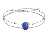 POPLYKE Lapis Lazuli Armband für Frauen Sterling Silber Oval Armband Schmuck Geschenk für Frauen (Lapis Lazuli)