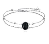 POPLYKE Larimar/Labradorit/Opal/Schwarzer Onyx/Lapis Lazuli/Peridot/Moos-Achat Armband für Frauen Sterling Silber Teardrop/Oval Armband Schmuck für Frauen