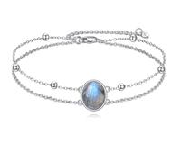 POPLYKE Larimar/Labradorit/Opal/Schwarzer Onyx/Lapis Lazuli/Peridot/Moos-Achat Armband für Frauen Sterling Silber Teardrop/Oval Armband Schmuck für Frauen