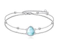 POPLYKE Larimar/Labradorit/Opal/Schwarzer Onyx/Lapis Lazuli/Peridot/Moos-Achat Armband für Frauen Sterling Silber Teardrop/Oval Armband Schmuck für Frauen