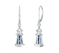 POPLYKE Leuchtturm Geschenke 925 Sterling Silber Leuchtturm Ohrringe Mondstein Ohrringe Leuchtturm Schmuck für Damen