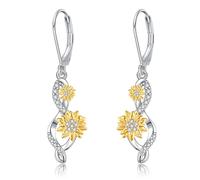 POPLYKE Libelle/Katze Hund Pfote Print/Sonnenblume/Eule/Perle für Damen 925 Sterling Silber Dangle Drop Ohrringe Schmuck für Damen