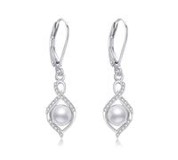 POPLYKE Perlenohrringe für Frauen 925 Sterling Silber Perlenohrringe Leverback Perlenschmuck für Damen