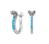 POPLYKE Schlangen-Hoop-Ohrstecker für Damen und Herren 925 Sterling Silber Blaue Opal-Hoop-Ohrstecker Schmuck Geschenke