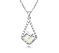 POPLYKE Senfsamen Glauben Halskette Sterling Silber Berg Anhänger,Ihr Glaube kann Berg bewegen, Rhombus Christian Schmuck