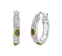 POPLYKE Sonnenblume Ohrringe Sterling Silber Sonnenblume Creolen Blume Schmuck Geschenk für Frauen