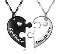 POPLYKE Vater Tochter Halskette Sterling Silber Väter Tag Anhänger Vater Tochter Schmuck Set Geschenke für Damen Vater Tochter Geburtstag