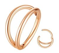 Popuhoops 16G 9mm Doppel Hoop Nasenring Rose Gold 316L Chirurgenstahl Knorpel Ohrring Septum Schmuck Nahtlose Scharnierende Clicker Segment 16 Gauge Conch Daith Tragus Helix Turm Piercing Lippenring